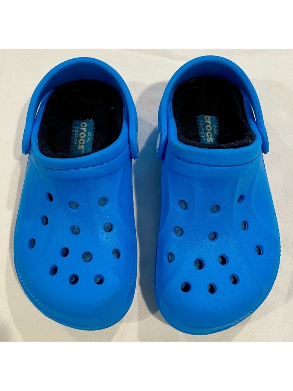 Crocs Kids Clogs Boys 10-11 Girls Ralen Fleece Lined Bolt Blue Black Shoes Fall